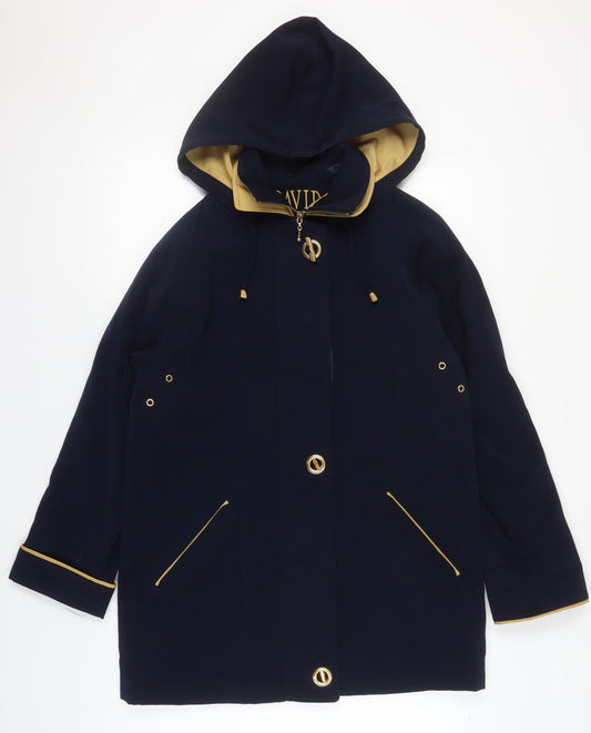 David Barry Women's Blue Coat, Size 12, Hooded, Casual