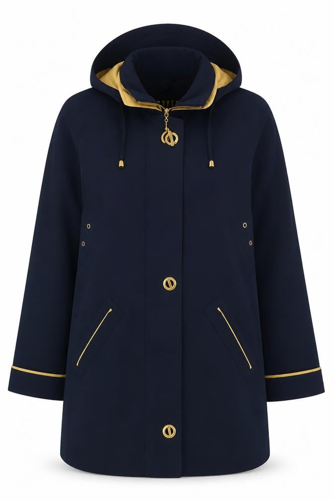 David Barry Women's Blue Coat, Size 12, Hooded, Casual