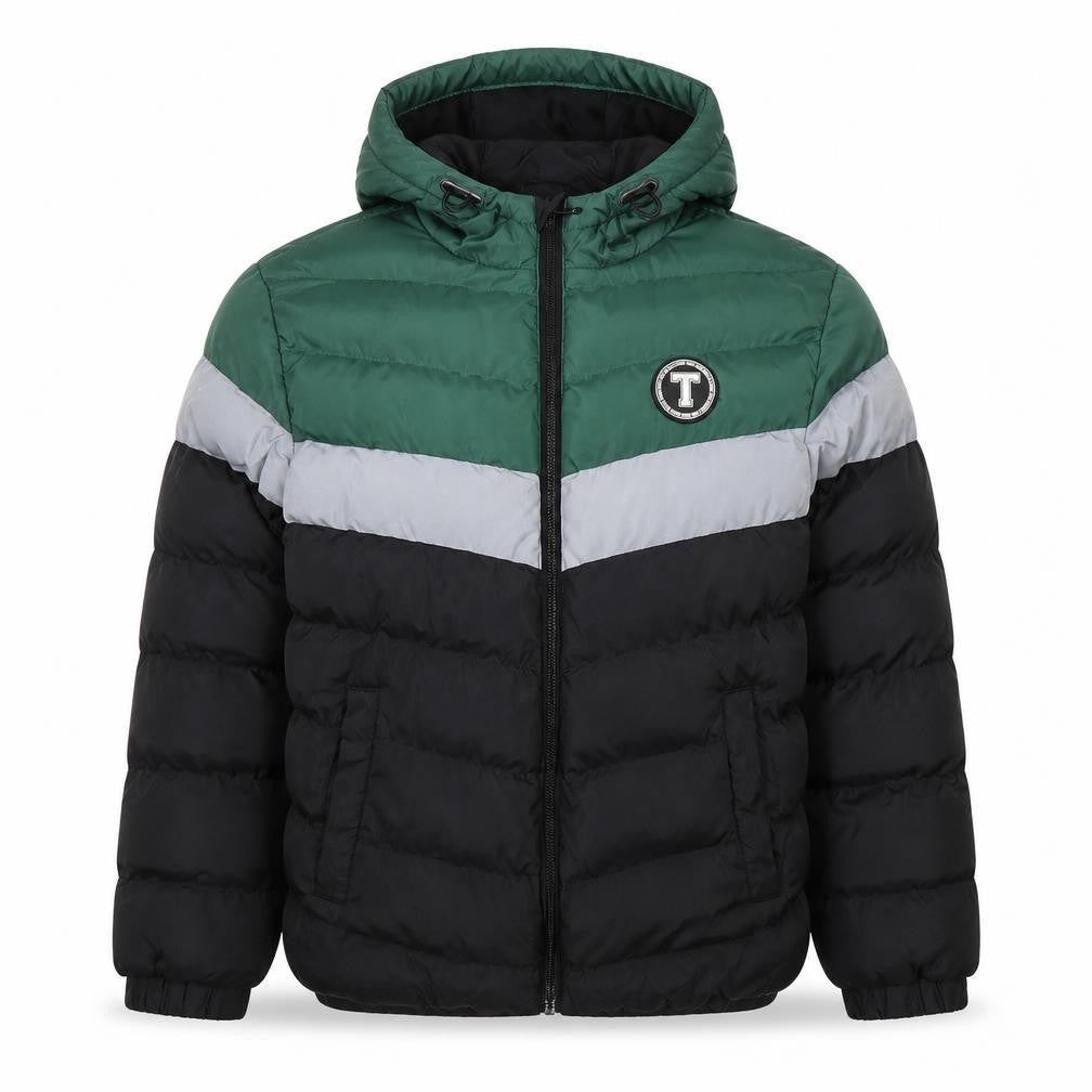 Threadboys Boys Green Colourblock Puffer Jacket 9-10 Years