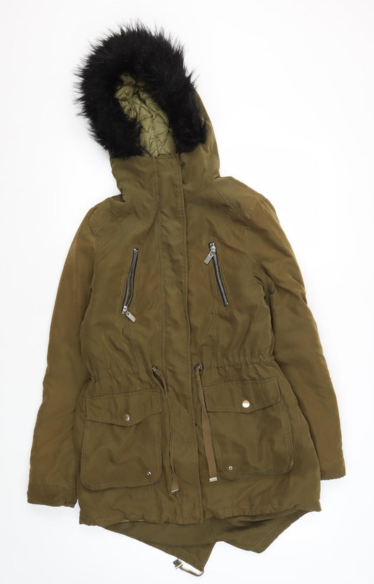Oasis Women's Green Hooded Jacket Size 8