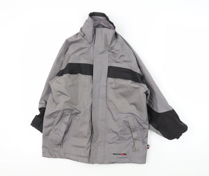 Additional front view of Trespass boys’ grey black parka jacket 5-6 years winter