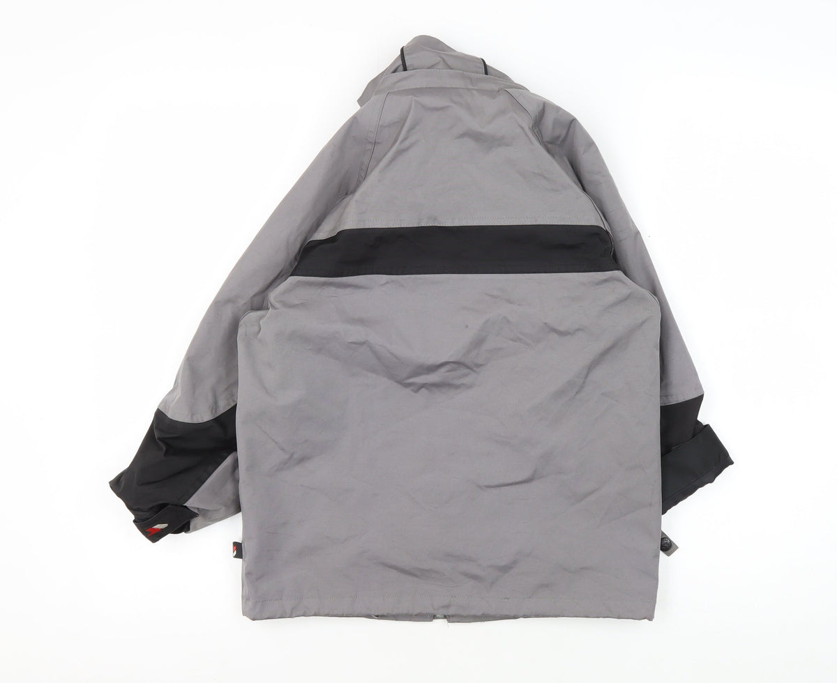 Back view of Trespass boys’ grey black parka jacket 5-6 years winter