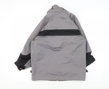 Back view of Trespass boys’ grey black parka jacket 5-6 years winter