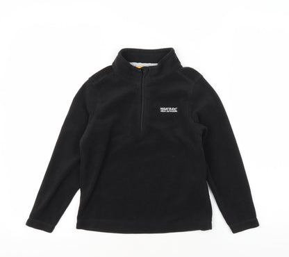Additional front view of Regatta boys’ black fleece sweatshirt, 7-8 years, high neck