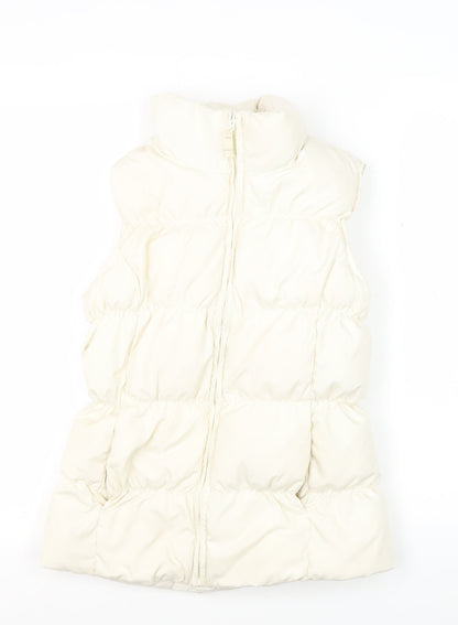 Additional front view of Lands' End girls’ ivory puffer jacket 10-11 years winter