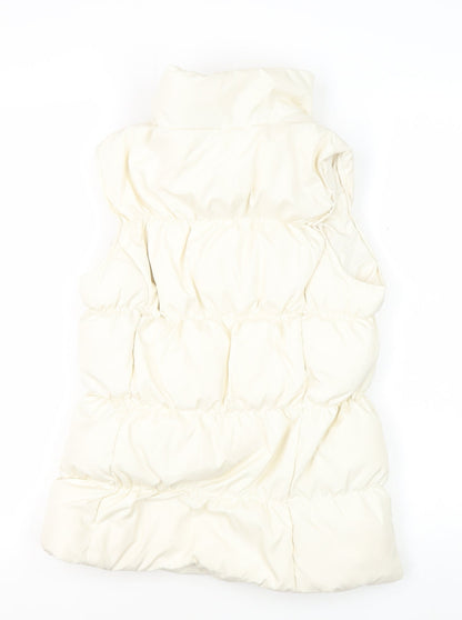 Back view of Lands' End girls’ ivory puffer jacket 10-11 years winter