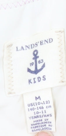 Brand and care label for Lands' End girls’ ivory puffer jacket 10-11 years winter