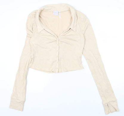 Out From Under Women's Beige XL Cropped Button-Up Top