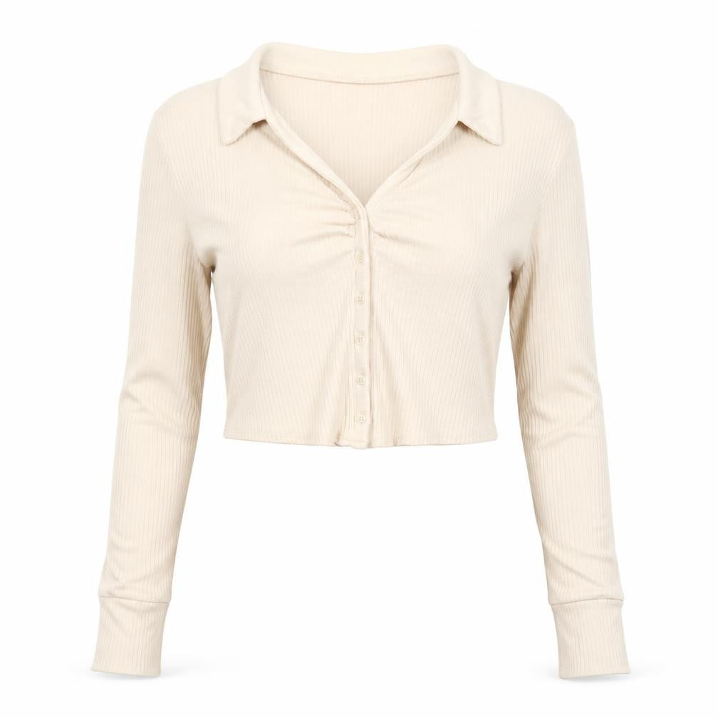 Out From Under Women's Beige XL Cropped Button-Up Top