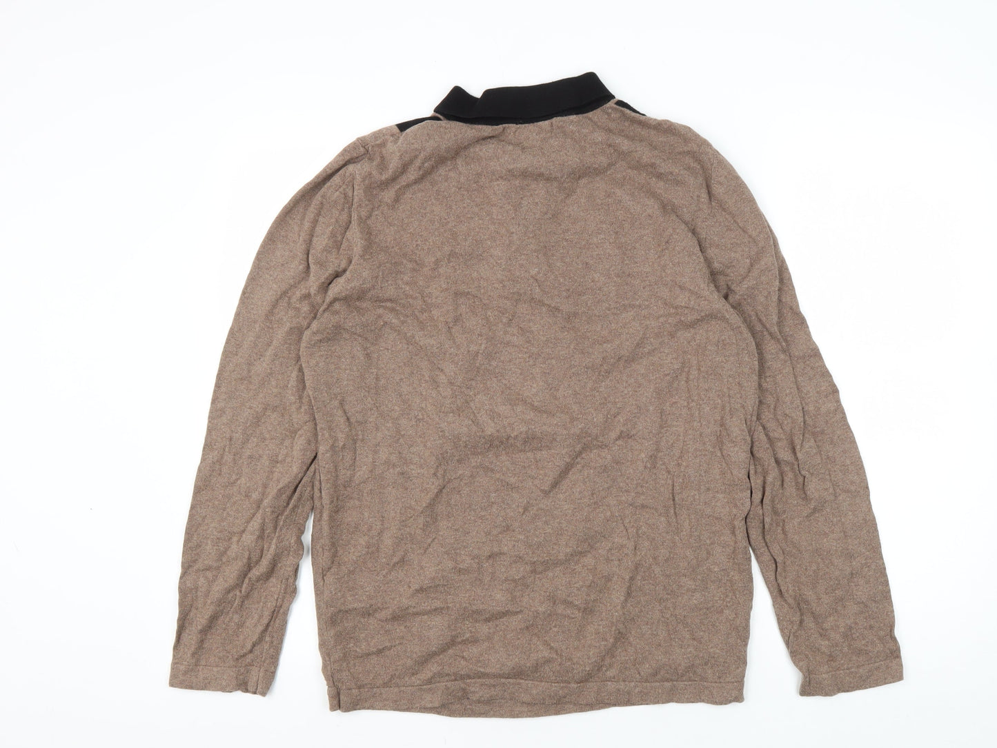 Jasper Conran Men's Brown Striped Henley Jumper L