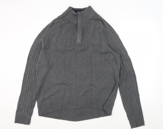 Marks and Spencer Grey Mock Neck Cotton Jumper Large
