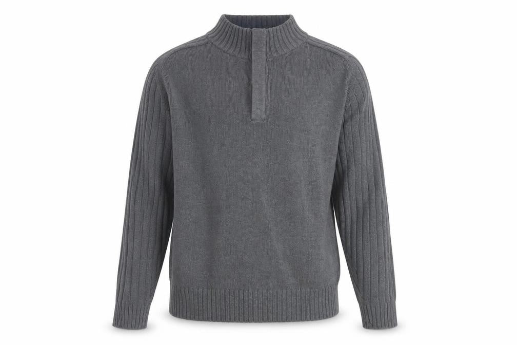 Marks & Spencer Grey Mock Neck Cotton Jumper Large