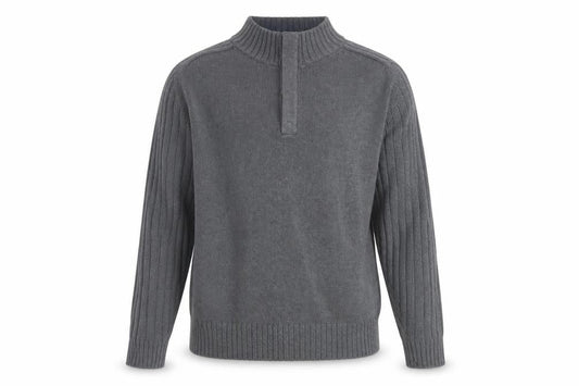 Marks & Spencer Grey Mock Neck Cotton Jumper Large