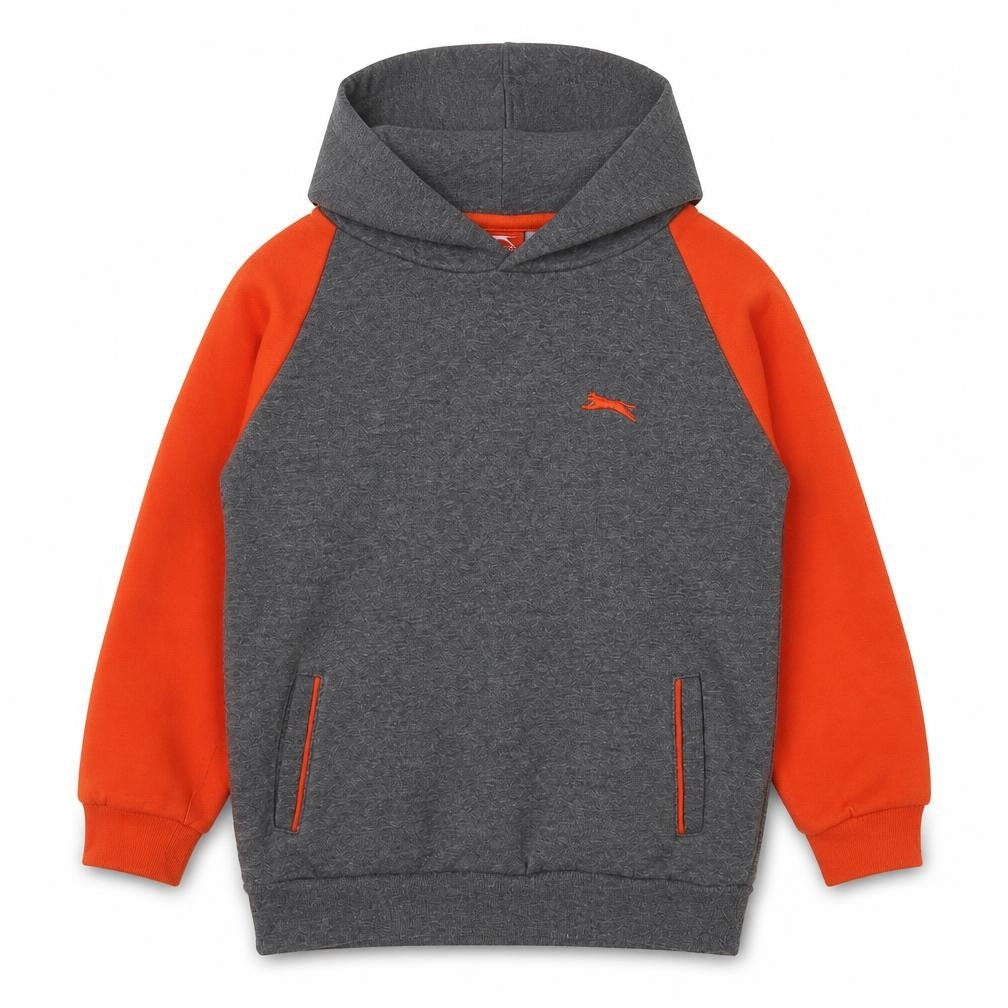 Slazenger Boys Grey Orange Pullover Hoodie 5-6 Years