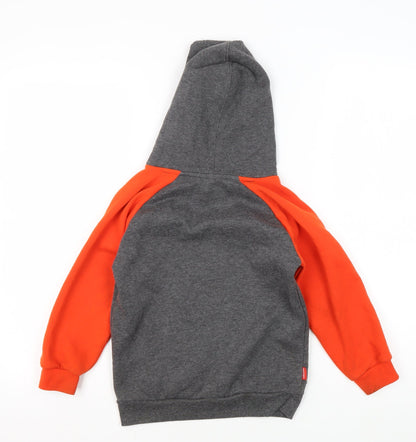Back view of Slazenger boys’ grey orange pullover hoodie 5-6 years