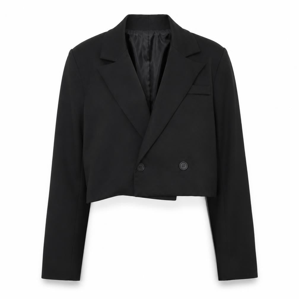 PrettyLittleThing Women Black Cropped Blazer Size 12
