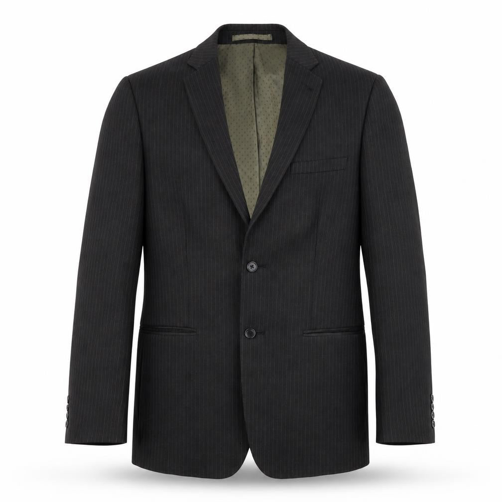Next Mens Black Pinstripe Blazer 40R Regular Fit