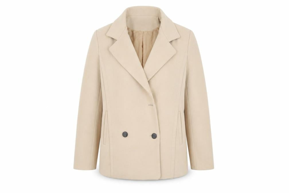 Candie's Men's Beige Regular Fit Mid-Length Pea Coat