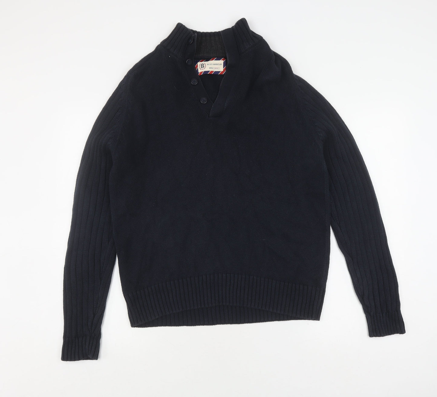 Marks and Spencer Men's Blue Cardigan, Medium, Cotton