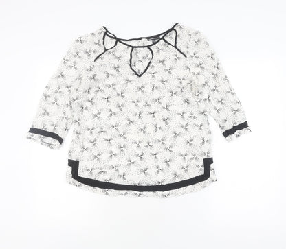 Warehouse Women's White Floral Blouse Size 12