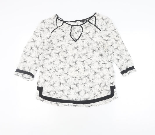 Warehouse Women's White Floral Blouse Size 12