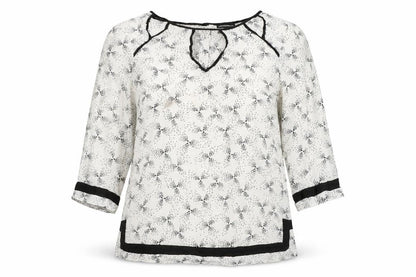 Warehouse Women's White Floral Blouse Size 12
