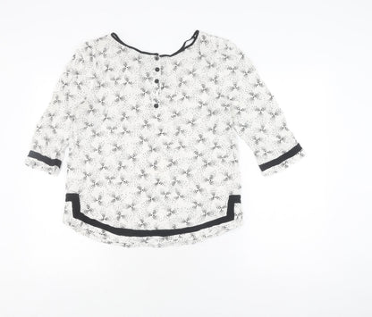 Warehouse Women's White Floral Blouse Size 12