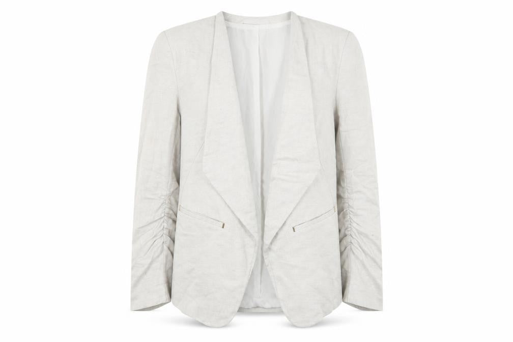H&M Women's Beige Blazer Linen Mix Size 6 Regular Fit