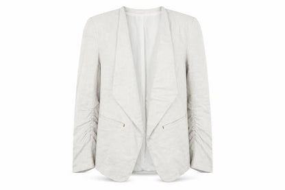 H&M Women's Beige Blazer Linen Mix Size 6 Regular Fit