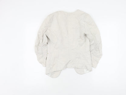 H&M Women's Beige Blazer Linen Mix Size 6 Regular Fit