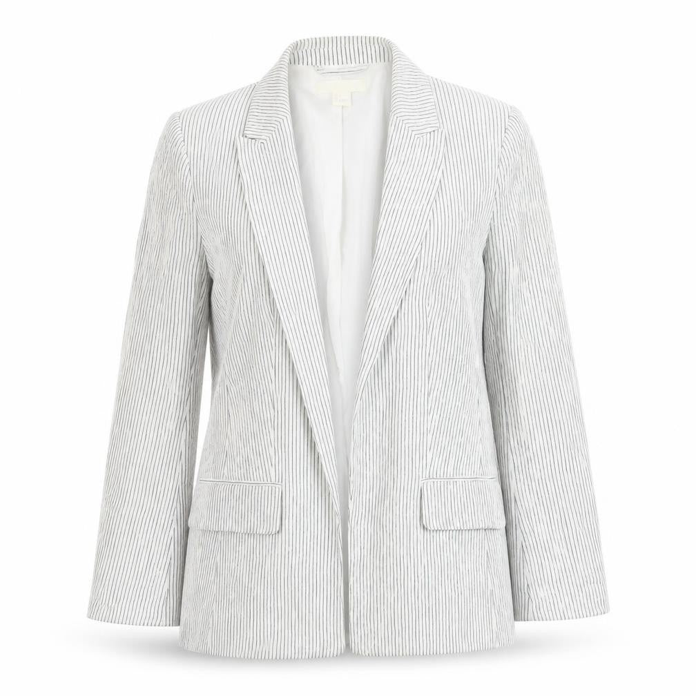 H&M Women's White Pinstripe Blazer Size 8, Casual Style
