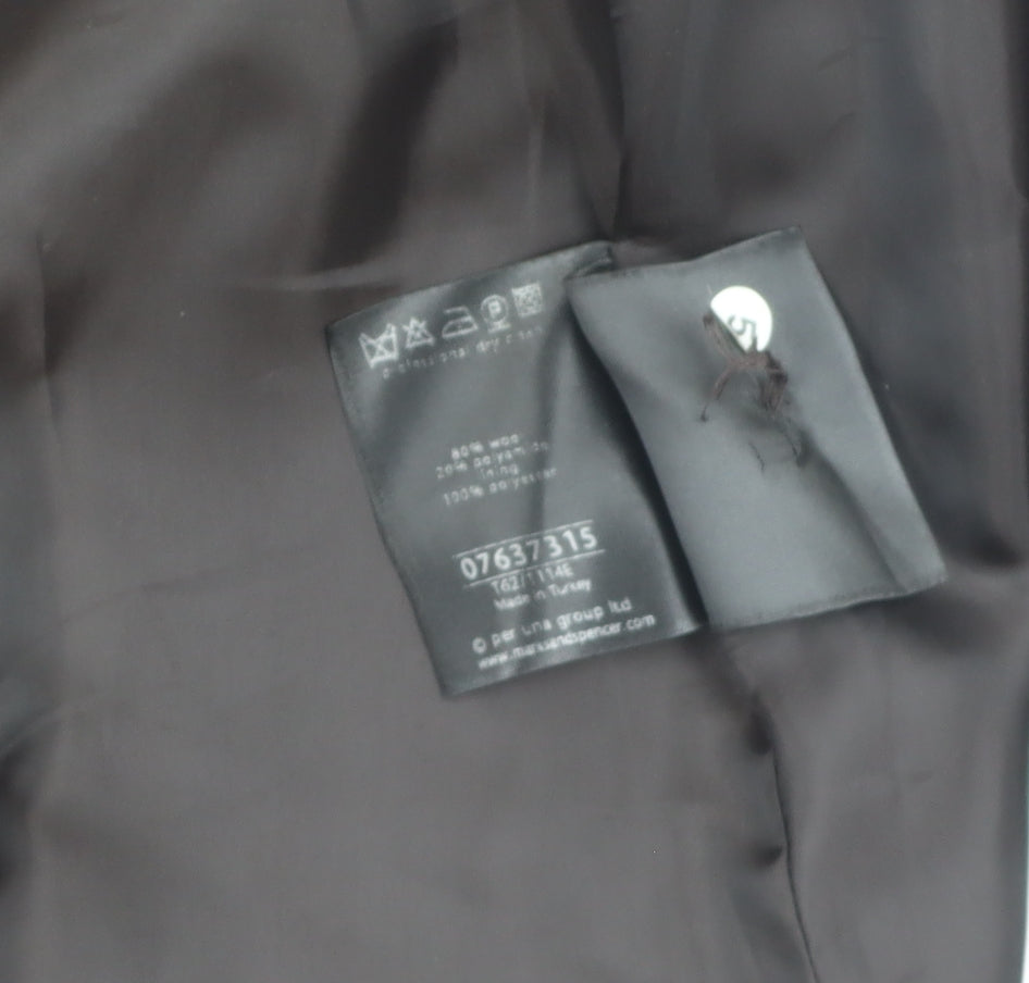 Marks and Spencer Women's Black Wool Coat, Size 10