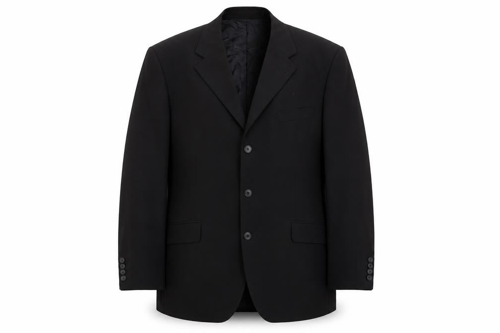 Jeff Banks Men's Black Wool Long Blazer, Chest 44L