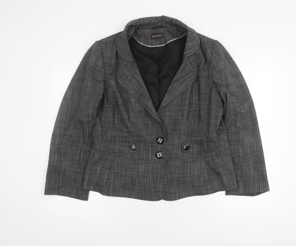 Additional front view of Principles Women's Grey Check Suit Jacket, size 18
