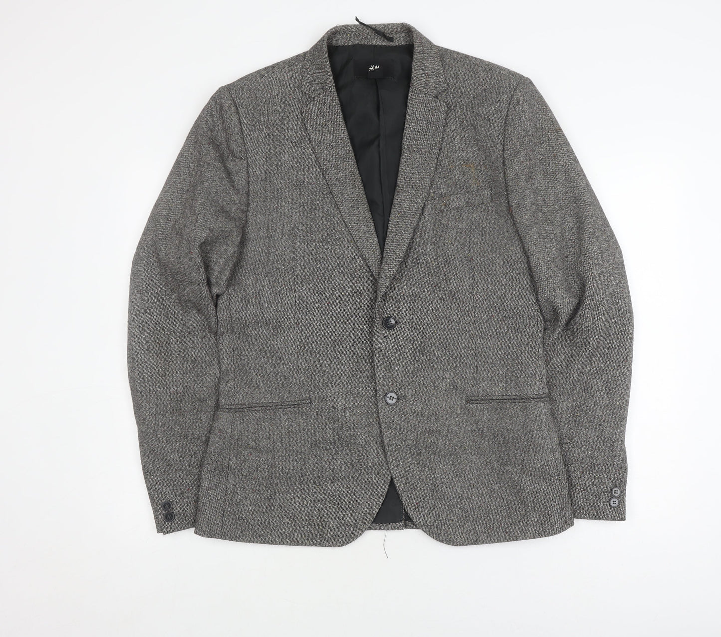 H&M Men's Grey Herringbone Blazer, Size 42R