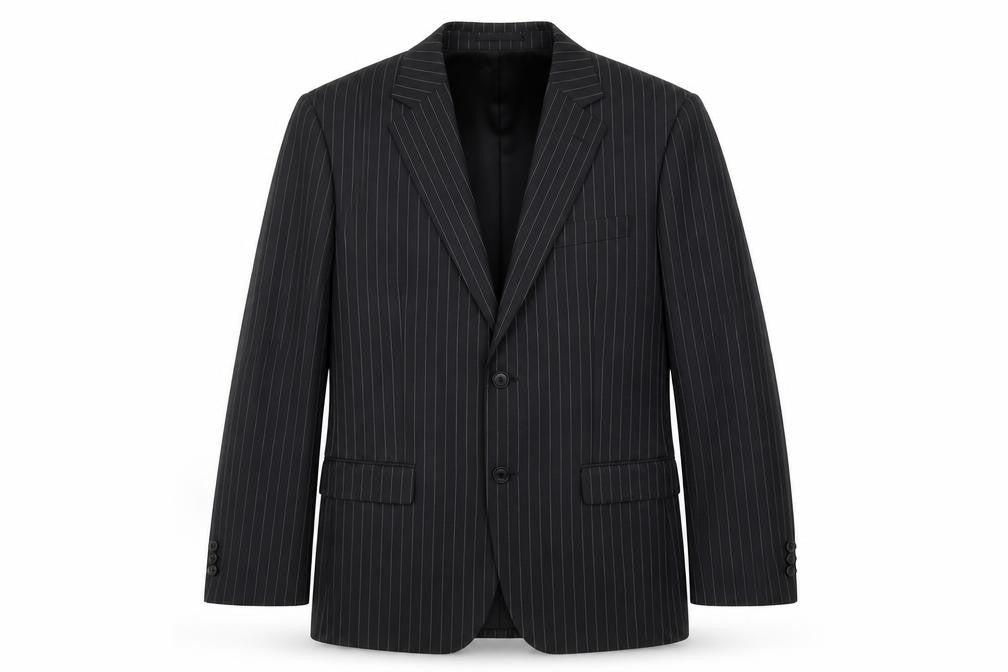 Men's Black Striped Wool Suit Jacket 42 Regular