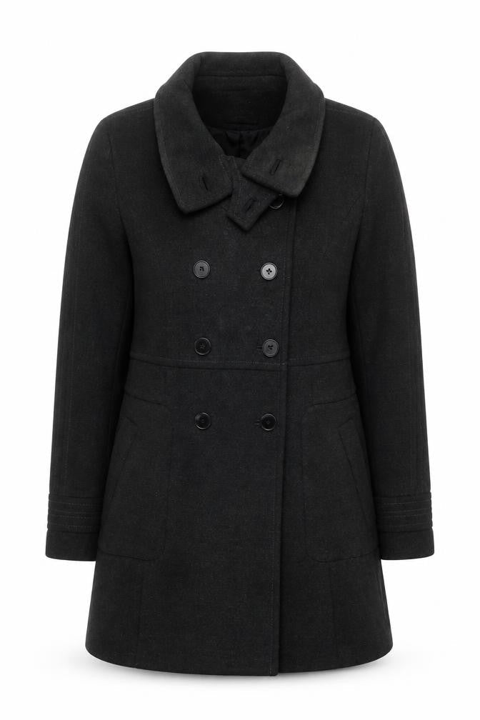 Zara Men's Grey Pea Coat Medium Double-Breasted Winter