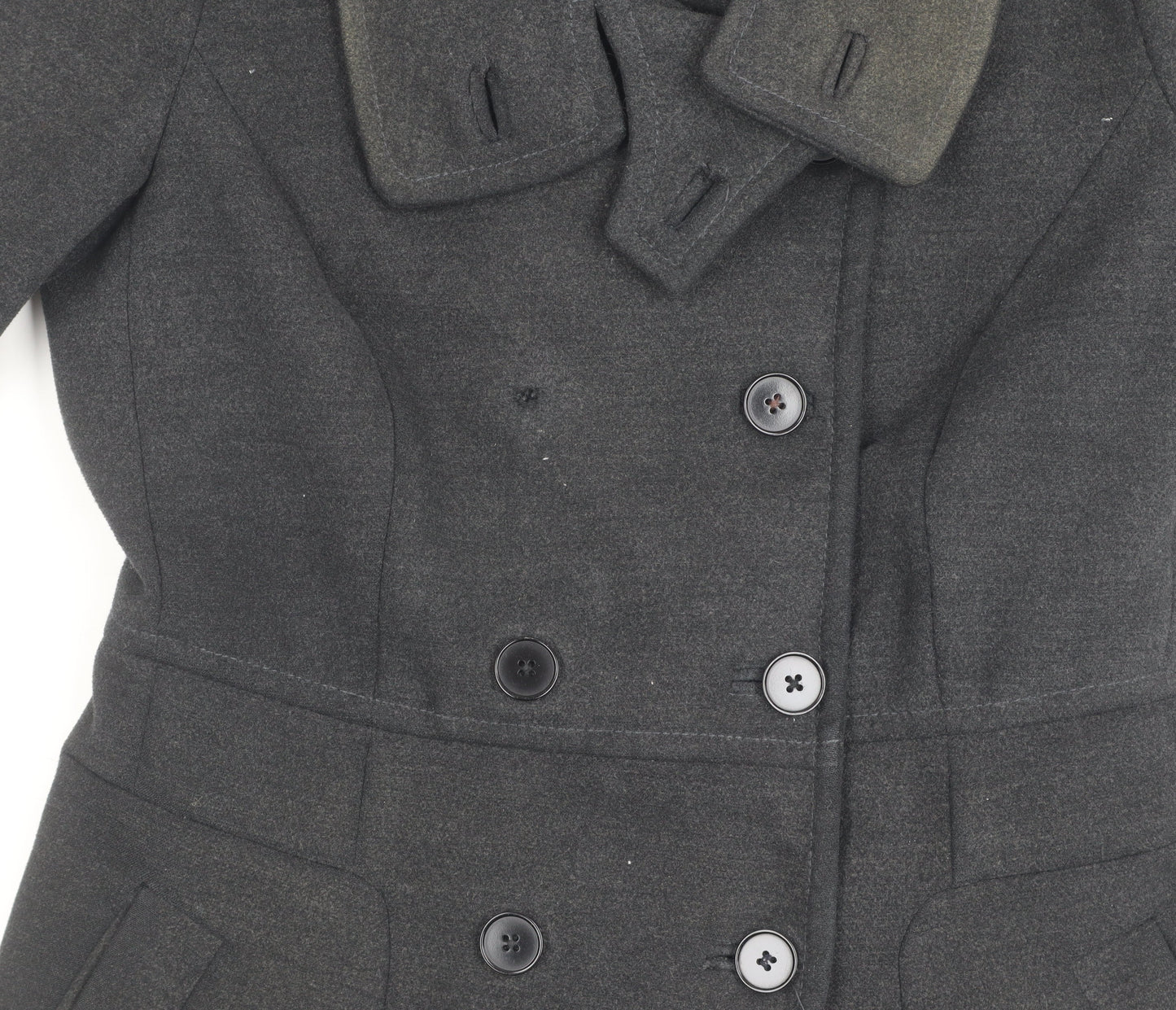 Zara Men's Grey Pea Coat Medium Double-Breasted Winter