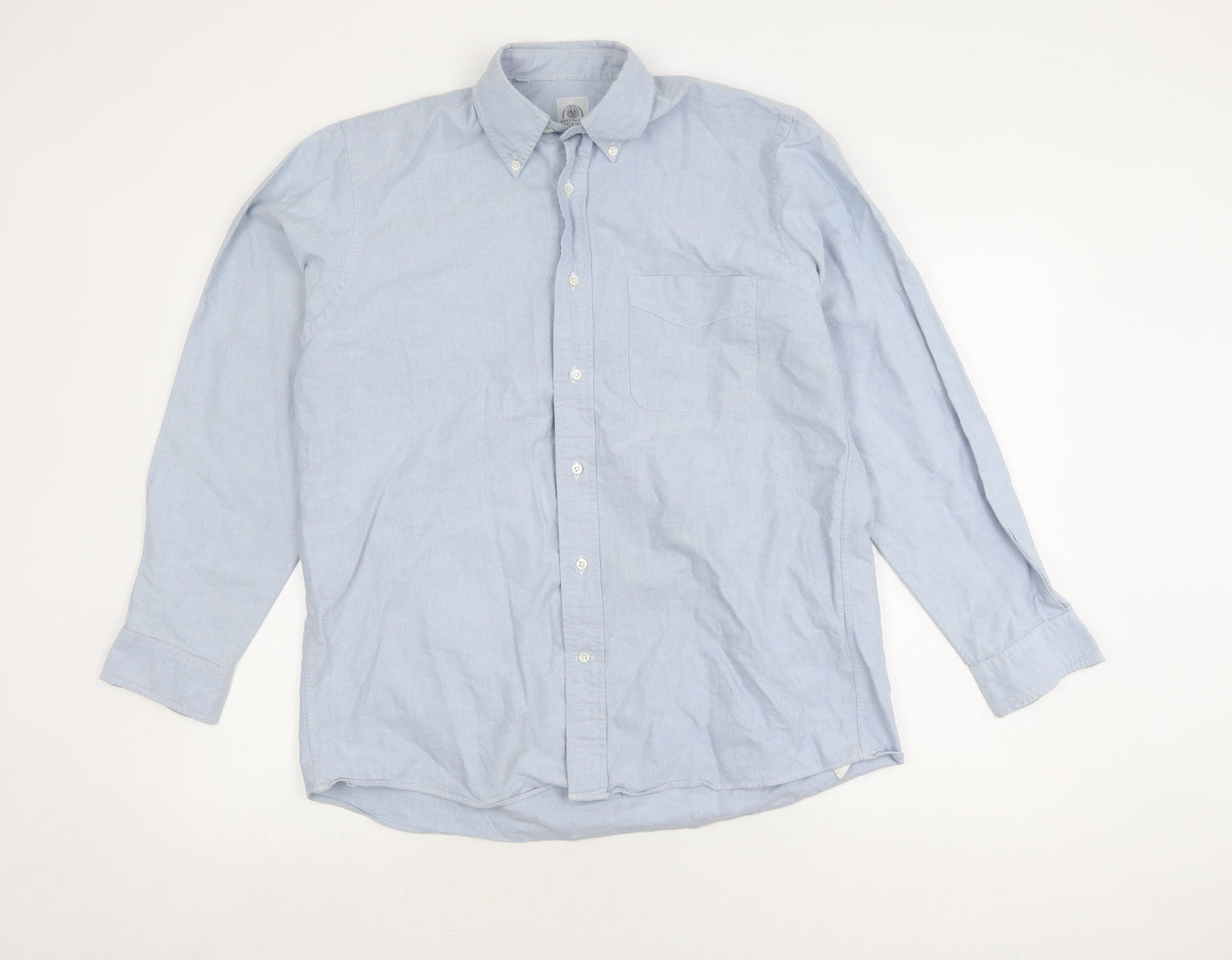 Next Men's Blue 15 Button-Up Shirt, Regular Fit, Long Sleeve