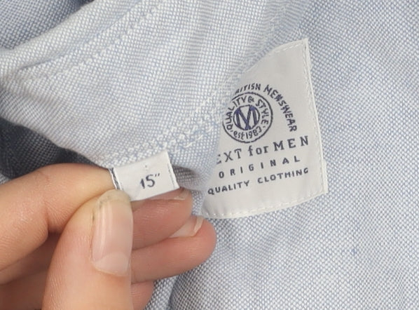 Next Men's Blue 15 Button-Up Shirt, Regular Fit, Long Sleeve