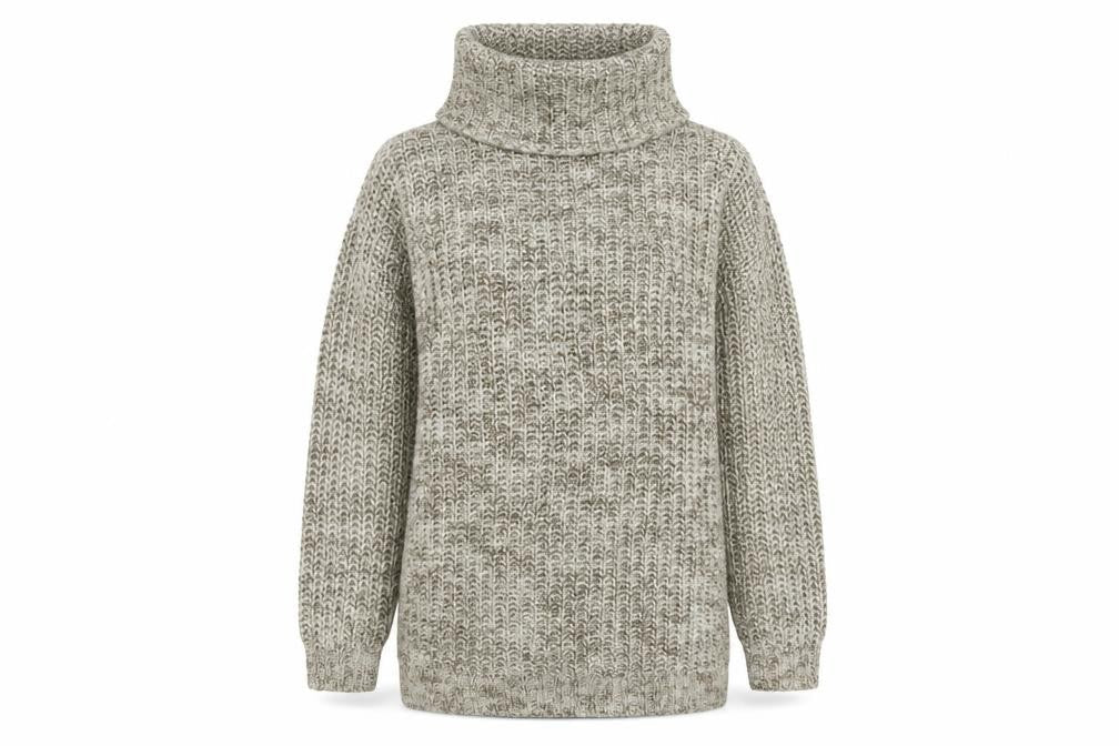 H&M Women's Beige Roll Neck Cable-Knit Jumper, M