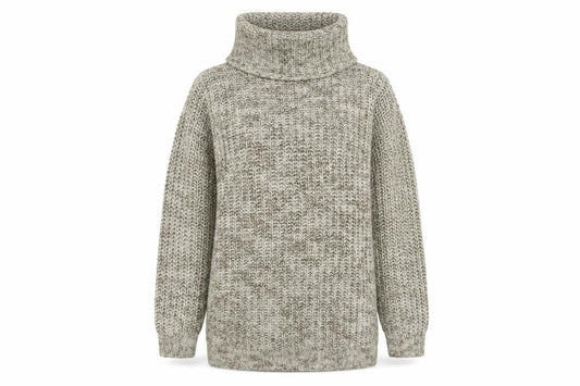 H&M Women's Beige Roll Neck Cable-Knit Jumper, M
