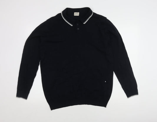 ACW85 Men's Black Long Sleeve Polo Shirt Large