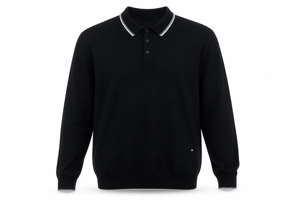 ACW85 Men's Black Long Sleeve Polo Shirt Large