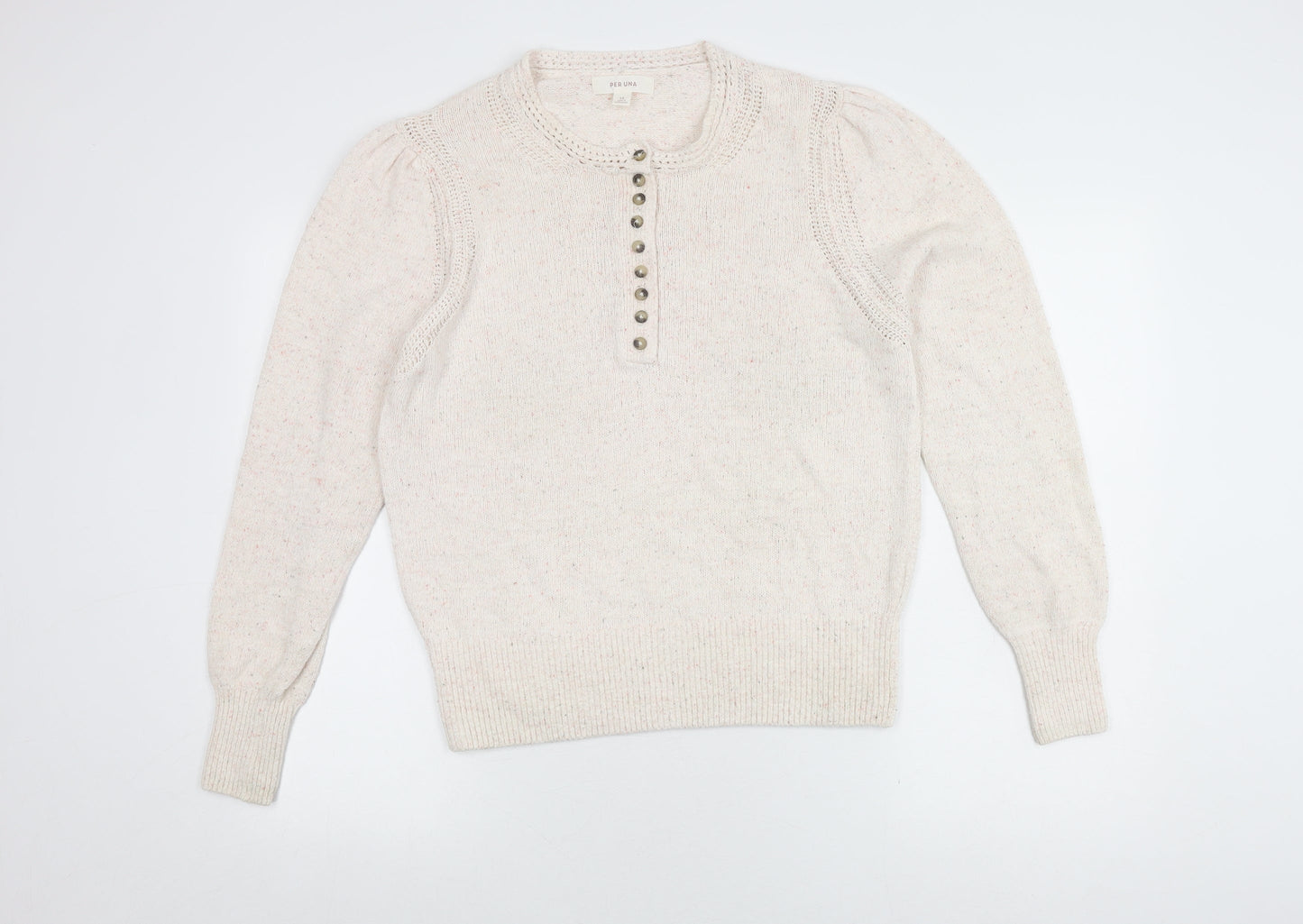 Per Una Women's Ivory Henley Jumper, Size 14