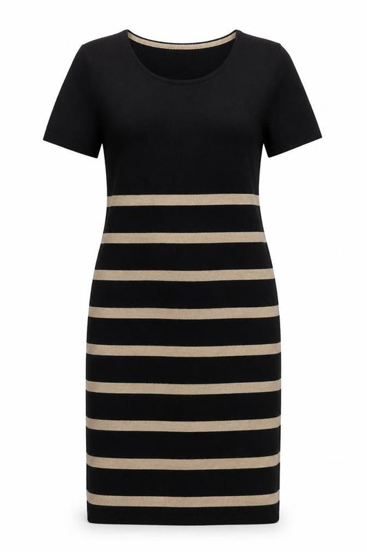 Country Casuals Women's Black Striped Sheath Dress M