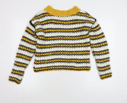 Topshop Women's Multicoloured V-Neck Jumper - Size 6