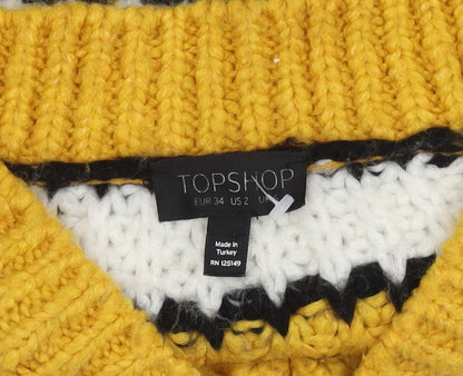 Topshop Women's Multicoloured V-Neck Jumper - Size 6