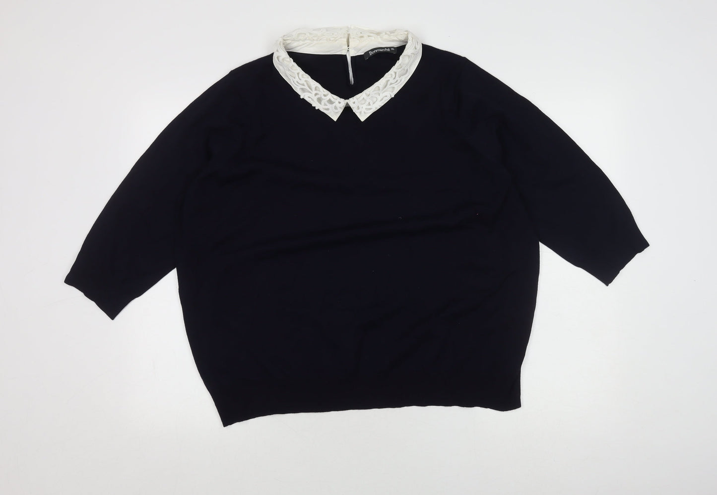 Bonmarché Women's Black XL Collared Pullover