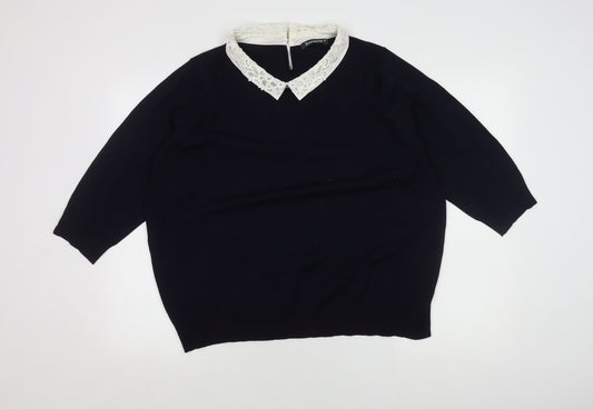 Bonmarché Women's Black XL Collared Pullover